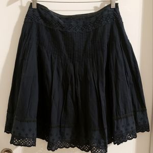 Magazine A-Line Black Lace Skirt Lined 100%Cotton Boho Frilly Swing Woman Large